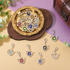 16Pcs 8 Style Handmade Millefiori Lampwork & Alloy Pendants&nbsp;HJEW-TAC0125