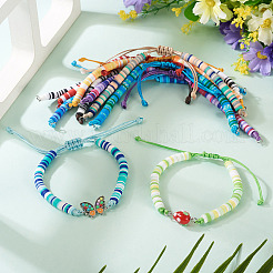 10Pcs 10 Colors Handmade Polymer Clay Adjustable Heishi Bracelet Making&nbsp;AJEW-TAC00053