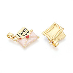 Brass with Enamel Pendants&nbsp;KK-T073-58A-G