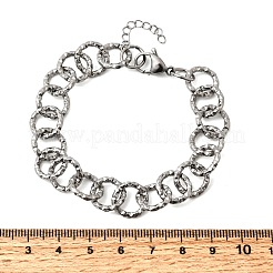 Textured 304 Stainless Steel Rolo Chain Bracelets for Women&nbsp;BJEW-A157-01P