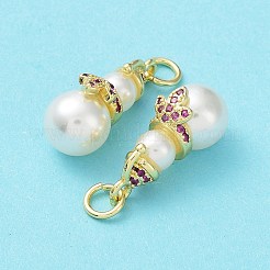 Brass & Cubic Zirconia & Plastic Imitation Pearl Pendants&nbsp;KK-G469-09G