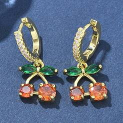 Cherry Brass Micro Pave Cubic Zirconia Hook Earrings &  Necklaces Sets&nbsp;SJEW-U004-01G