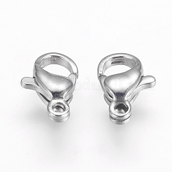 Tarnish Resistant 304 Stainless Steel Lobster Claw Clasps&nbsp;STAS-F125-10x6mm-P