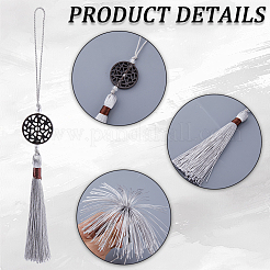 6Pcs Flat Round Wood Pendant Decorations&nbsp;AJEW-CP0010-44A