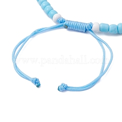 Synthetic Turquoise & Glass Seed Braided Bead Bracelets&nbsp;BJEW-JB11153