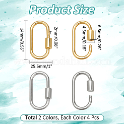8Pcs 2 Colors Brass Screw Carabiner Lock Charms&nbsp;KK-NB0003-52