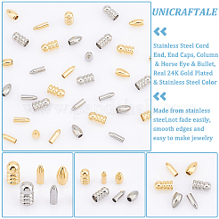 36Pcs 6 Style 201 & 304 Stainless Steel Cord End&nbsp;STAS-UN0052-71