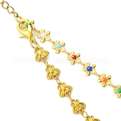 304 Stainless Steel Butterfly & Brass Enamel Colorful Flower Bracelet Making&nbsp;AJEW-JB01621