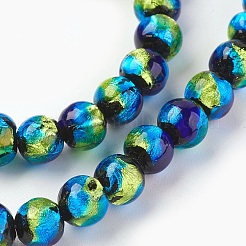 Handmade Silver Foil Glass Lampwork Beads&nbsp;X-LAMP-P051-G02-6mm