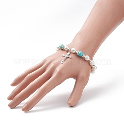 Alloy Cross Charm Bracelet&nbsp;BJEW-TA00178