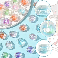 32Pcs UV Plating Rainbow Iridescent Acrylic Beads&nbsp;OACR-FS0002-16
