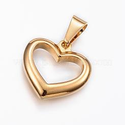 304 Stainless Steel Open Heart Pendants&nbsp;STAS-H372-23G