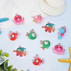 32Pcs 8 Styles Ocean Theme Opaque Resin Pendants&nbsp;RESI-SC0002-37