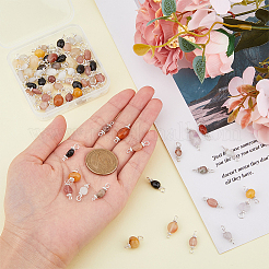 80Pcs 8 Styles Natural Mixed Gemstone Connector Charms&nbsp;PALLOY-FH00031