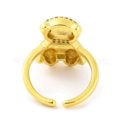 Bear Brass Micro Pave Cubic Zirconia Open Cuff Ring for Women&nbsp;RJEW-U003-23