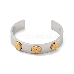 Flower 304 Stainless Steel Cuff Bangles for Women&nbsp;BJEW-A023-03P