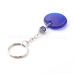 Flat Round with Evil Eye Lampwork Keychain&nbsp;KEYC-JKC00249-01
