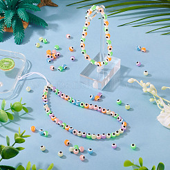210Pcs 7 Colors Luminous & Printed Opaque Acrylic Beads&nbsp;LACR-TA0001-10