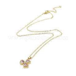 Golden Brass Rhinestone Pendant Necklace with Cable Chains&nbsp;NJEW-P278-A04