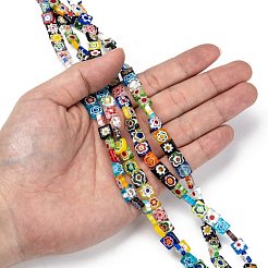 Square Handmade Millefiori Glass Beads&nbsp;LK-R004-52