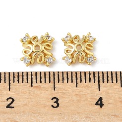 Brass Micro Pave Clear Cubic Zirconia Bead Caps&nbsp;KK-V015-39G-01