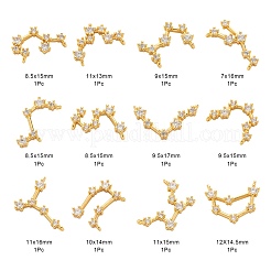 12Pcs 12 Style Brass Micro Clear Cubic Zirconia Pendants&nbsp;ZIRC-LS0001-02G