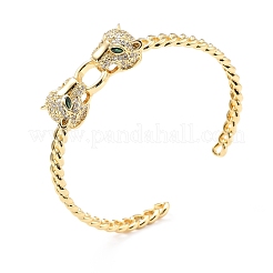 Cubic Zirconia Leopard Open Cuff Bangle&nbsp;BJEW-A123-26G