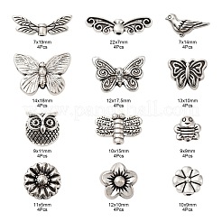 48Pcs 12 Style Tibetan Style Alloy Beads&nbsp;TIBEB-LS0001-01