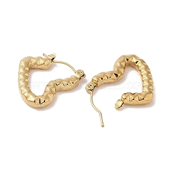 Texture Heart 201 Stainless Steel Half Hoop Earrings for Women&nbsp;EJEW-G385-19G