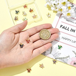 14Pcs 7 Colors Rack Plating Brass Inlaid Cubic Zirconia Charms&nbsp;KK-YW0004-14