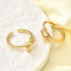 Brass with Cubic Zirconia Cuff Rings&nbsp;RJEW-Q018-01G