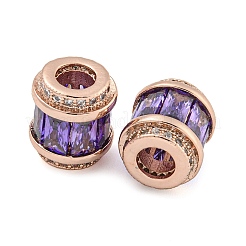 Rack Plating Brass Micro Pave Cubic Zirconia European Beads&nbsp;LS-KK-F089-31RG-04