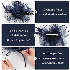 Polyester Mesh Veil Hair Bands&nbsp;OHAR-WH0034-12B