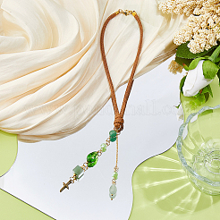 Natural Green Aventurine & Glass & Pendant Decoration&nbsp;HJEW-WH00121