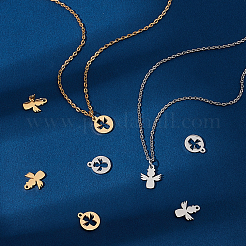 8Pcs 2 Style Ion Plating(IP) 304 Stainless Steel Charms&nbsp;STAS-UN0032-33
