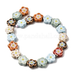 Glaze Daisy Flower Printed Porcelain Beads&nbsp;PR-CBA03B0-04
