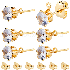 40Pcs Brass Micro Pave Clear Cubic Zirconia Stud Earring Findings&nbsp;KK-BBC0022-23
