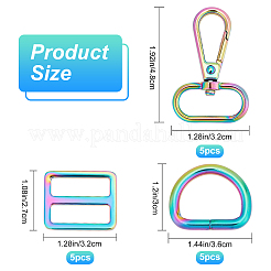 15Pcs 3 Style Rainbow Color Zinc Alloy Swivel Clasps&nbsp;FIND-GF0003-40
