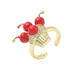 Brass Micro Pave Cubic Zirconia Cuff Rings&nbsp;RJEW-A069-06G