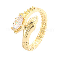 Brass Pave Cubic Zirconia Cuff Open Rings&nbsp;WG6D0CC-01