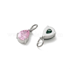 304 Stainless Steel Pave Cubic Zirconia Charms&nbsp;CU-CBABCF3-03P