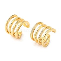 Brass Micro Pave Clear Cubic Zirconia Cuff Earrings&nbsp;EJEW-K309-08G