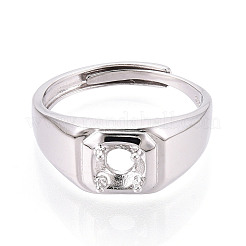 Rhodium Plated 925 Sterling Silver Engagement Solitaire Ring Settings&nbsp;STER-T008-21P