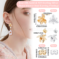 16Pcs 2 Colors Brass Stud Earring Findings&nbsp;KK-BBC0028-76