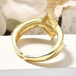 Brass Micro Pave Clear Cubic Zirconia Cuff Rings&nbsp;RJEW-U035-10GP
