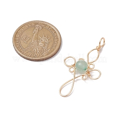 Natural Lapis Lazuli/Green Aventurine/Amethyst/Tiger Eye/Carnelian Round Copper Wire Wrapped Pendants&nbsp;PALLOY-JF03049