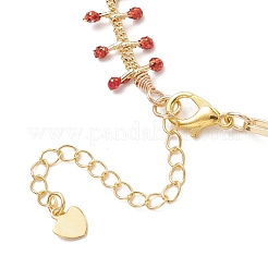 Brass Enamel Beaded Link Chains & Paperclip Chains Bracelets for Women&nbsp;BJEW-JB13568