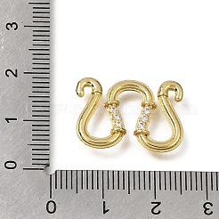Brass Micro Pave Clear Cubic Zirconia M-Hook Clasps&nbsp;KK-CBA0DF0-15G
