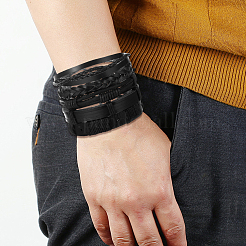 1Bag Mixed Styles Adjustable PU Leather Cord Braided Bracelets for Unisex&nbsp;BJEW-CL0001-47C