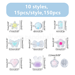 150Pcs 10 Styles Transparent Acrylic Beads&nbsp;TACR-FI0001-01